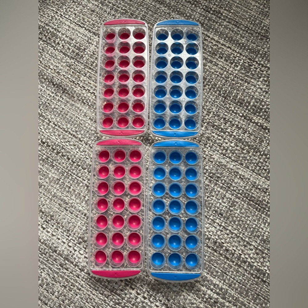 Ice cube trays molds easy release‎ set of 4 push out round stackable